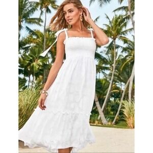 NWT!! LILLY PULITZER Rivera Smocked Midi Dress Jacquard Resort‎ White Small